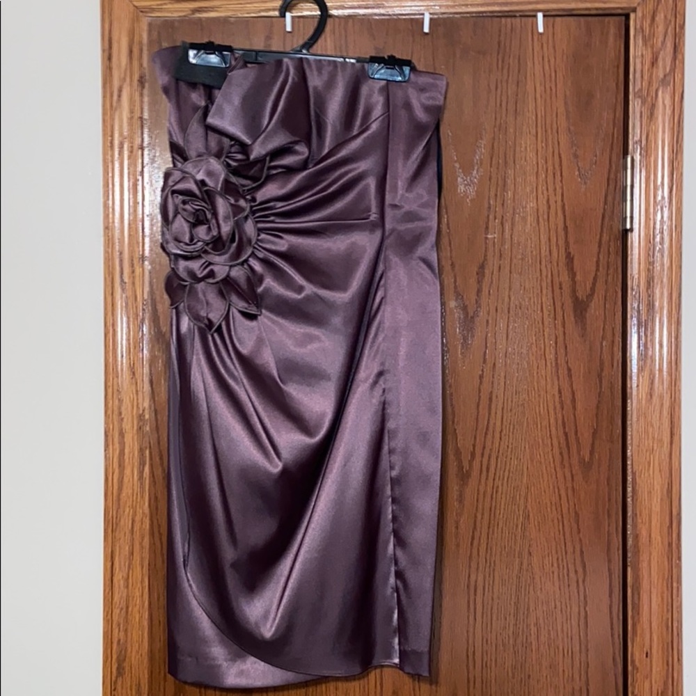 Chocolate brown strapless cocktail dress